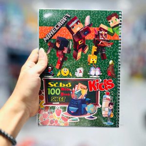 عکس دفتر 100 برگ مجلد حاشیه دار طرح مانکرافت سیبو کد A 38 - شماره 12