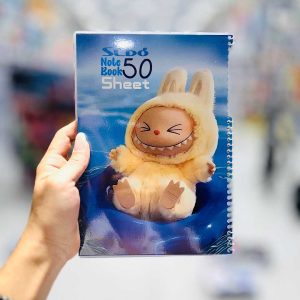 عکس دفتر 50 برگ مجلد طرح لبوبو کرم تم آبی کد B3 - شماره 1