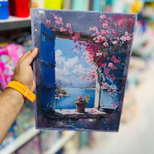 عکس نقاشی الماسی طرح پنجره رو به دریا سایز 30 در 40 مدل بوم دار - شماره 8