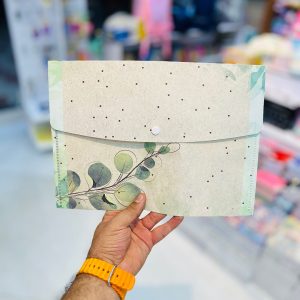 عکس پوشه دکمه دار طرح گل برگ سبز سایز A4 - شماره 10