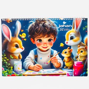 عکس دفتر نقاشی 32 برگ رحلی جهان جلد شومیز طرح پسر و خرگوش کد 321 - شماره 6