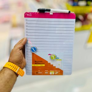 عکس تخته وایت برد مگنتی 21.5 در 28 همراه با ماژیک رنگ صورتی - شماره 12