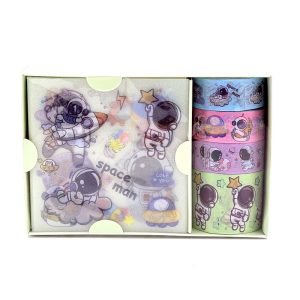 عکس پک 4 عددی استیکر و چسب واشی فانتزی طرح فضانورد رنگ سبز کد 83528 - شماره 2