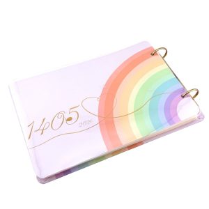 عکس سررسید کلاسیک 1405 سویل SEVIL مدل رینگی طرح رنگین کمان کد 322 ابعاد 20 در 14 - شماره 11