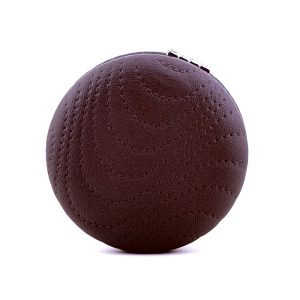 عکس آینه کیفی گرد طرح چرم دوختی رنگ طوسی - شماره 4