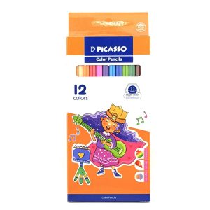 عکس مداد رنگی 12 رنگ پیکاسو PICASSO طرح دختر نوازنده جعبه مقوایی رنگ نارنجی - شماره 3