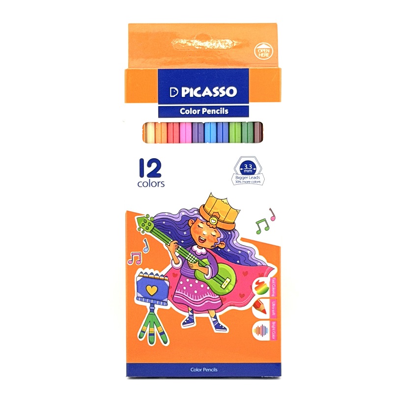 تصاویر مداد رنگی 12 رنگ پیکاسو PICASSO طرح دختر نوازنده جعبه مقوایی رنگ نارنجی مداد رنگی 12 رنگ پیکاسو PICASSO طرح دختر نوازنده جعبه مقوایی رنگ نارنجی