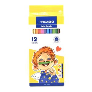 عکس مداد رنگی 12 رنگ پیکاسو PICASSO طرح پسر بازیگوش جعبه مقوایی رنگ زرد - شماره 4