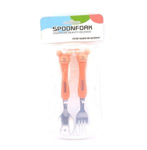 عکس ست قاشق چنگال فانتزی اسپونفورک SPOONFORK طرح میمون موشی صورتی - شماره 4