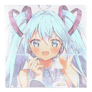 عکس نقاشی الماسی طرح دختر هاتسونه میکو Hatsune Miku سایز 30 در 30 مدل بوم دار کد Q345 - شماره 12