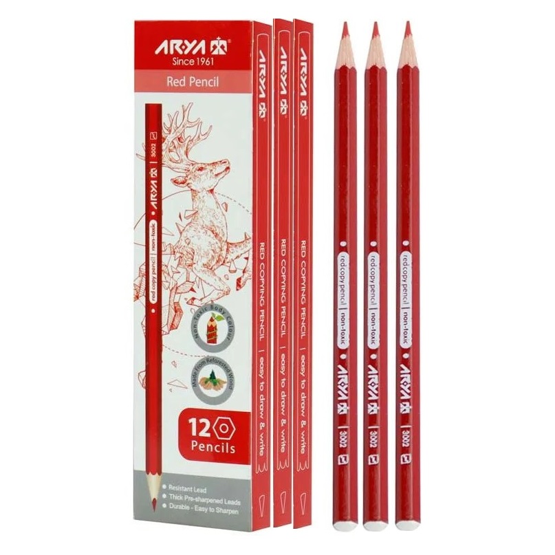 تصاویر مداد قرمز آریا ARYA کد 3002 بسته 12 عددی مداد قرمز آریا ARYA کد 3002 بسته 12 عددی