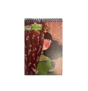 عکس دفتر یادداشت 80 برگ اسپادانا ESPADANA مدل سیم بالا طرح دختر و پرده گل دار کد 08 (سایز 11 در 16) - شماره 14