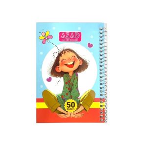 عکس دفتر یادداشت 50 برگ شومیز آزاد AZAD مدل سیم بغل طرح دختر خوشحال کد 25010 (سایز 11 در 17) - شماره 12