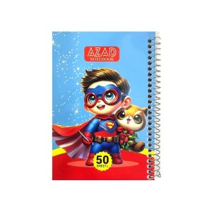 عکس دفتر یادداشت 50 برگ شومیز آزاد AZAD مدل سیم بغل طرح پسر سوپرمن کد 25010 (سایز 11 در 17) - شماره 7