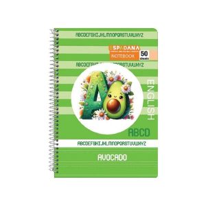 عکس دفتر 50 برگ جلد طلقی 3 خط اسپادانا ESPADANA طرح آووکادو رنگ سبز کد 563 (سایز 17 در 23) - شماره 3