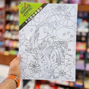 عکس بوم طراحی رنگ آمیزی رنگارنگ Happiness سایز 30 در 40 طرح ماهی قرمز - شماره 14