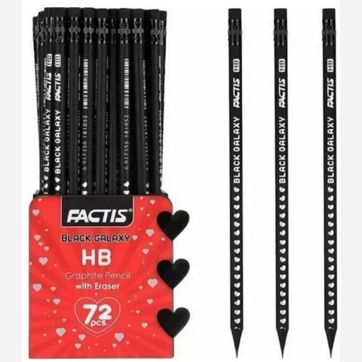 تصاویر مداد مشکی پاکن دار فکتیس FACTIC سری بلک گلکسی بدنه زغالی کد 81052 مداد مشکی پاکن دار فکتیس FACTIC سری بلک گلکسی بدنه زغالی کد 81052