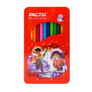 عکس مداد رنگی 12 رنگ فکتیس FACTIS مدل جعبه فلزی طرح 02 - شماره 12
