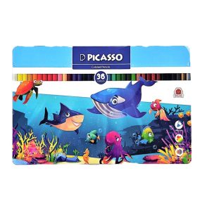 عکس مداد رنگی 36 رنگ پیکاسو PICASSO طرح آکواریوم جعبه فلزی کد 801601 - شماره 9