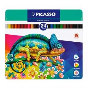 عکس مداد رنگی 24 رنگ پیکاسو PICASSO جعبه فلزی طرح آفتاب پرست کد 801618 - شماره 7