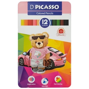 تصاویر مداد رنگی 12 رنگ پیکاسو PICASSO جعبه فلزی طرح خرس و ماشین صورتی کد 801625 مداد رنگی 12 رنگ پیکاسو PICASSO جعبه فلزی طرح خرس و ماشین صورتی کد 801625