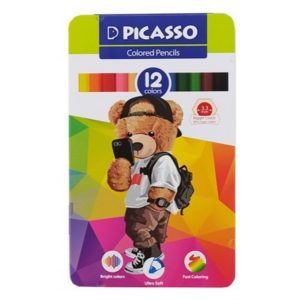 عکس مداد رنگی 12 رنگ پیکاسو PICASSO جعبه فلزی طرح خرس موبایل به دست کد 801625 - شماره 13