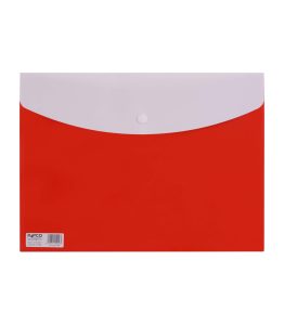 عکس پوشه دکمه دار پاپکو PAPCO مدل جیب دار پشت سایز A4 رنگ قرمز و سفید کد A4-113 BC - شماره 1