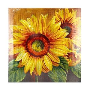 عکس نقاشی الماسی طرح گل آفتابگردان سایز 30 در 30 مدل بوم دار - شماره 1