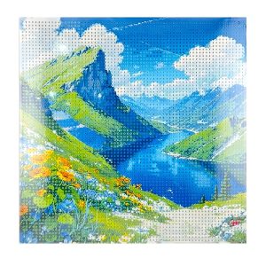 عکس نقاشی الماسی طرح کوه و رودخانه سایز 30 در 30 مدل بوم دار - شماره 11